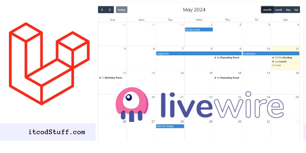 Laravel 11 Livewire Fullcalendar CRUD Event Tutorial